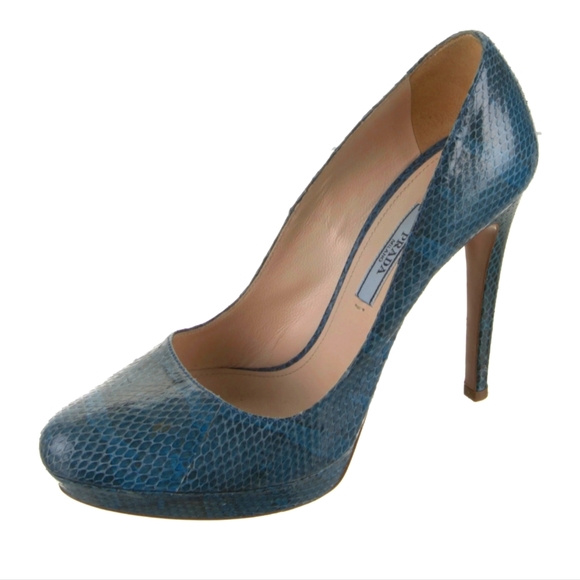 Blue Snakeskin Prada Pumps - Picture 2 of 5